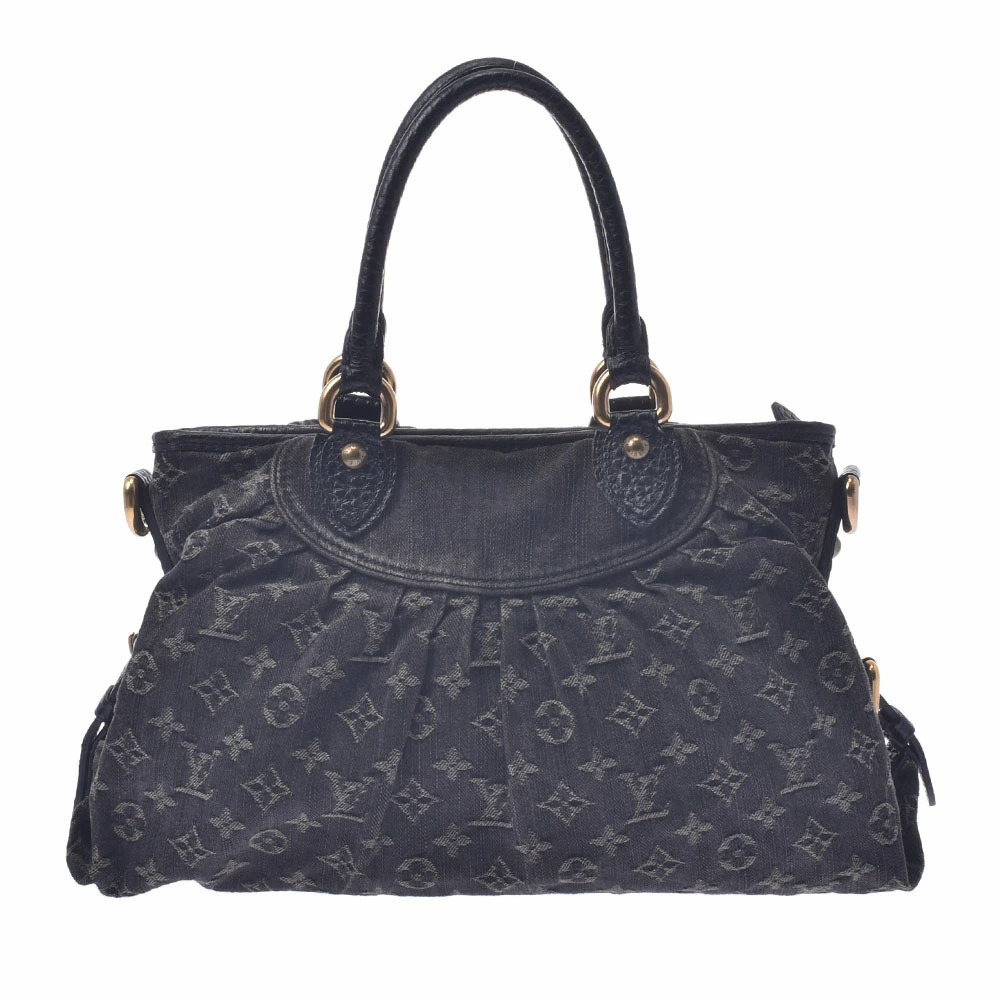 LOUIS VUITTON Monogram Denim Neo Cabby Bag Black Handbag